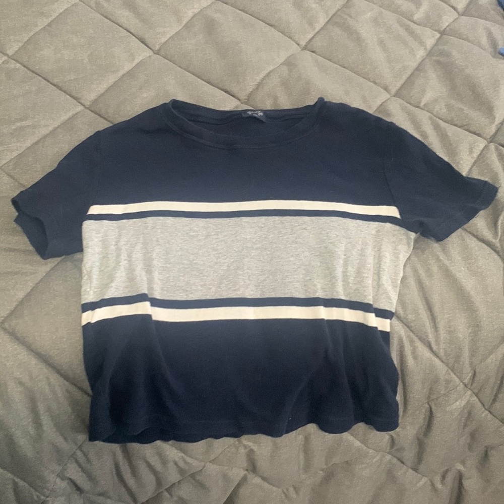 Blue and Grey John Galt Crop Top Size Small